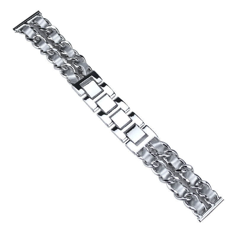 Stainless Steel+PU Leather Watch Strap 20MM Smart Watch Strap Replacement for Polar Pacer Pro