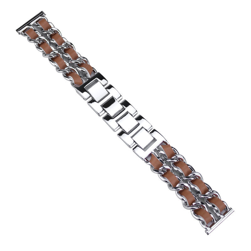 Stainless Steel+PU Leather Watch Strap 20MM Smart Watch Strap Replacement for Polar Pacer Pro