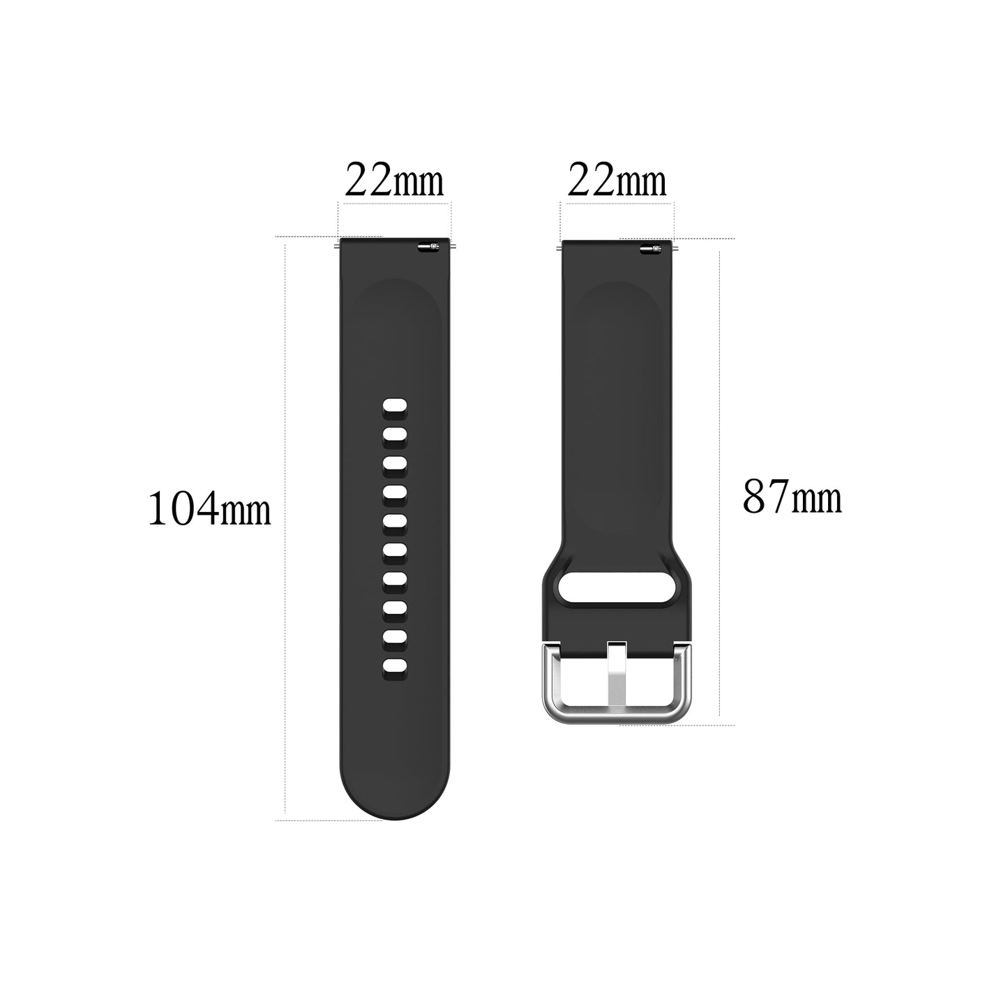 22mm Silicone Watch Strap Silver Buckle [Small Size] for Huawei Watch GT 2 Pro