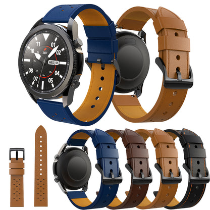 Stitching Genuine Leather Watch Band Replacement for Samsung Galaxy Watch3 45mm