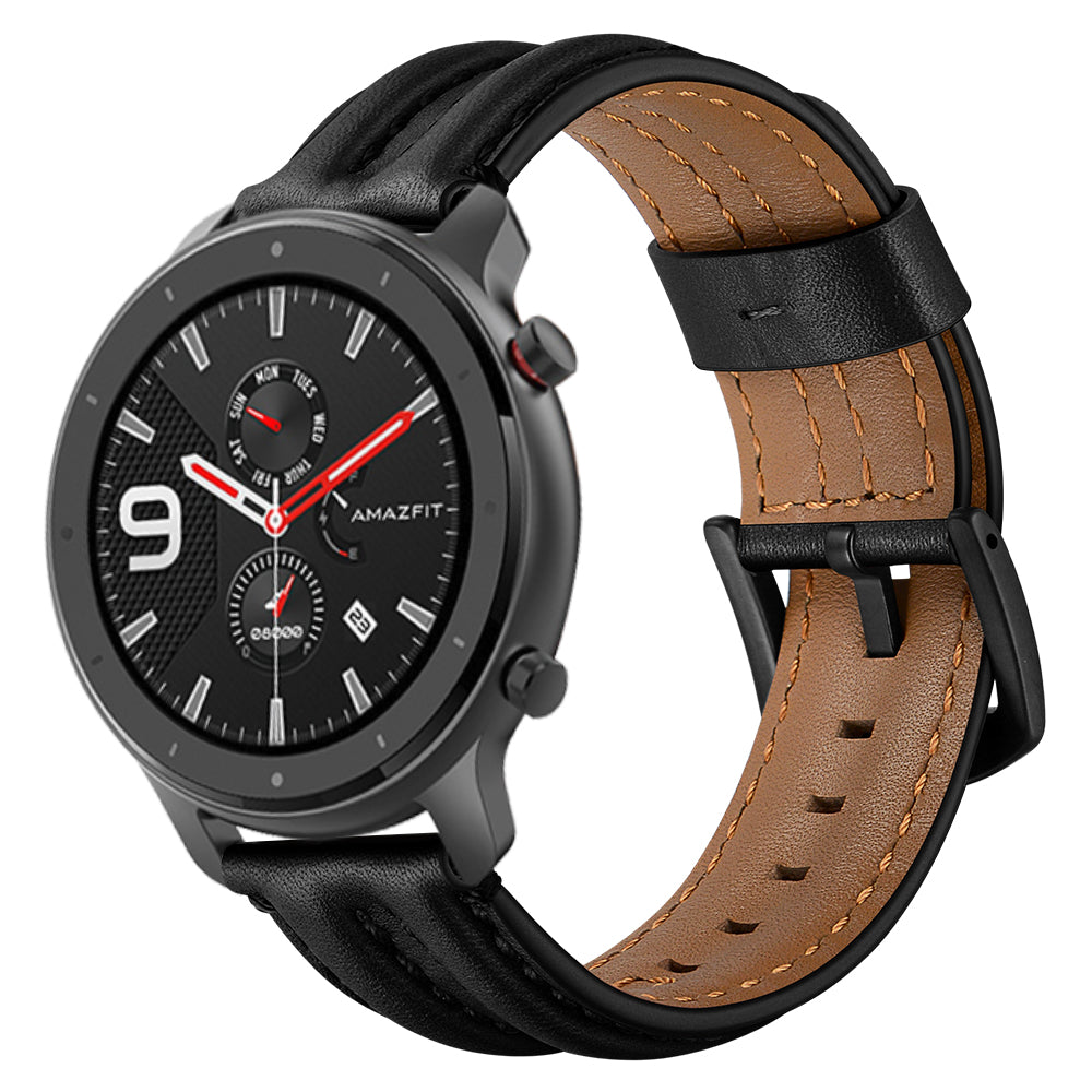 20mm Double Keel Genuine Leather Wrist Strap Watch Band for Huami Amazfit GTR 42mm