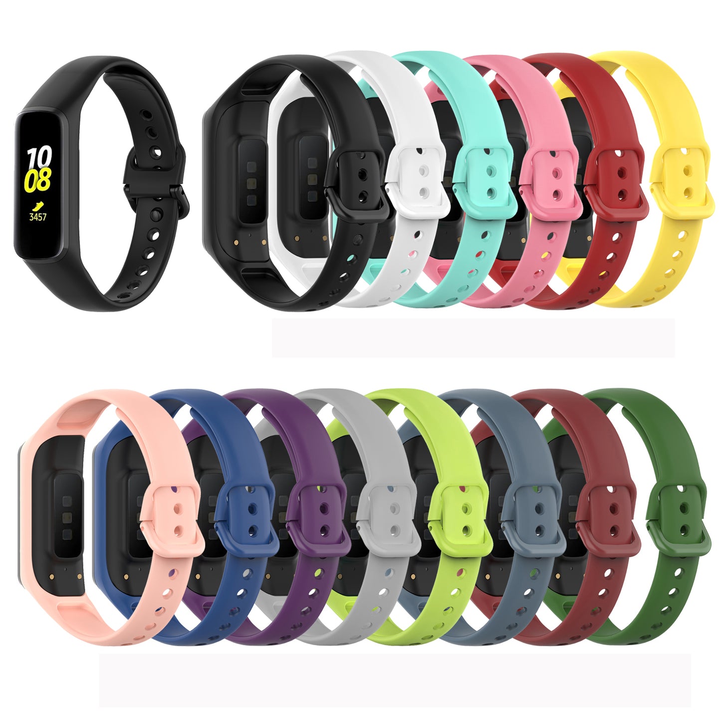 Integrated Frame Case Silicone Watch Strap for Samsung Galaxy Fit 2 SM-R220