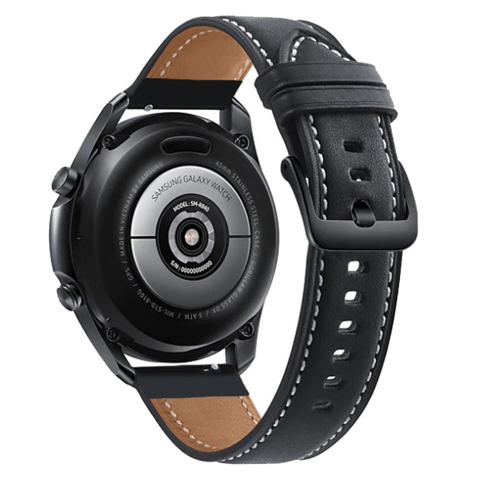 22mm High-quality Genuine Leather Watch Wrist Strap (Black Buckle) for Samsung Galaxy Watch3 45mm R840