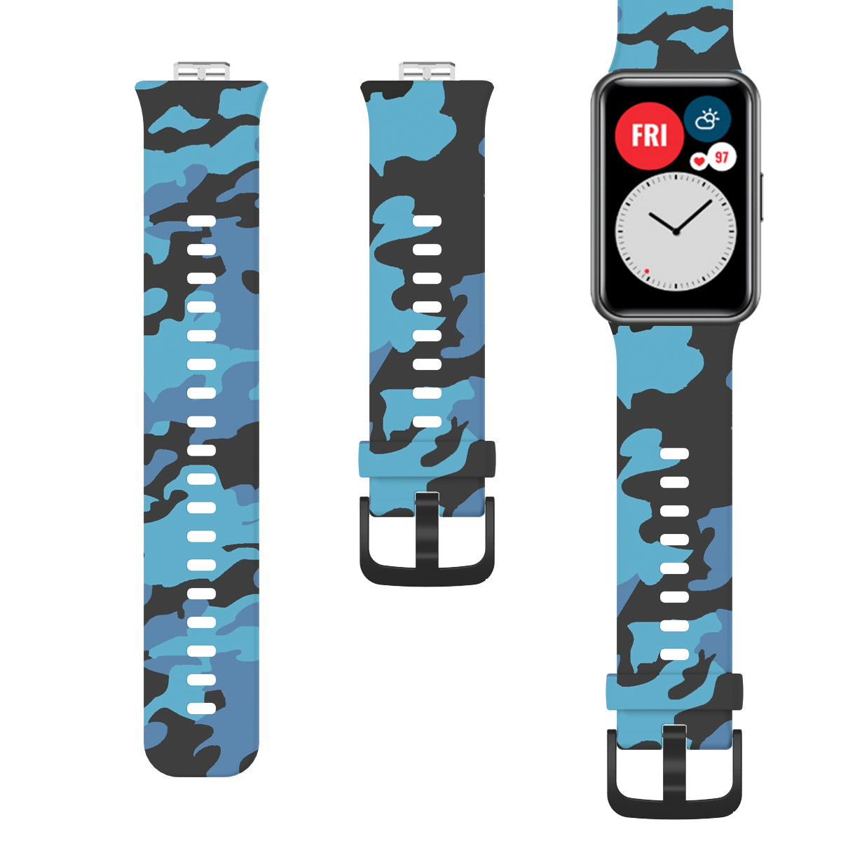 Stylish Camouflage Pattern Flexible Silicone Watch Strap for Huawei Watch Fit