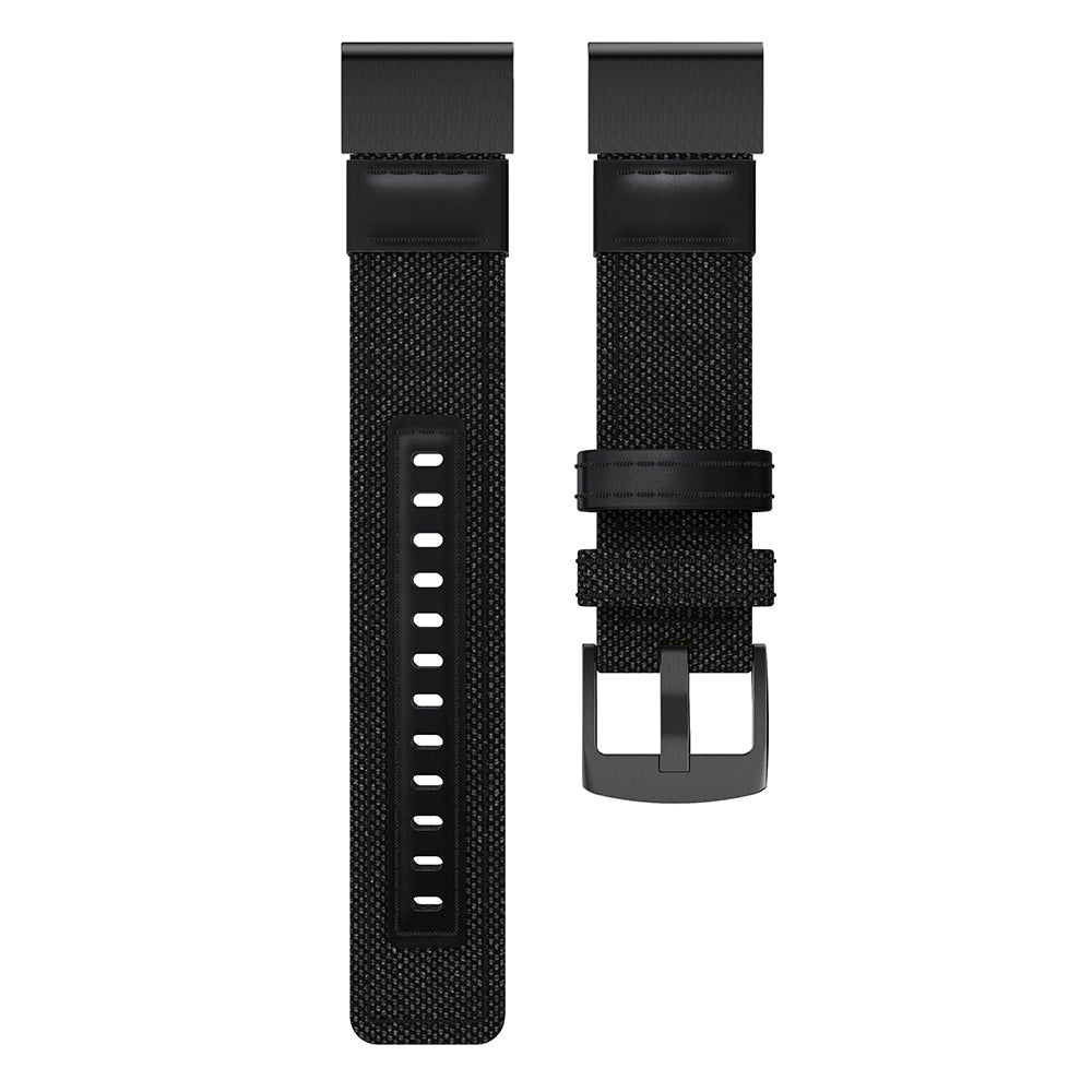 Canvas + Genuine Leather Watch Band Nylon Watch Strap for Garmin Fenix 5 Plus / Fenix 3