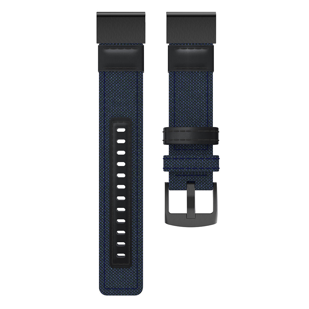 Canvas + Genuine Leather Watch Band Nylon Watch Strap for Garmin Fenix 5 Plus / Fenix 3