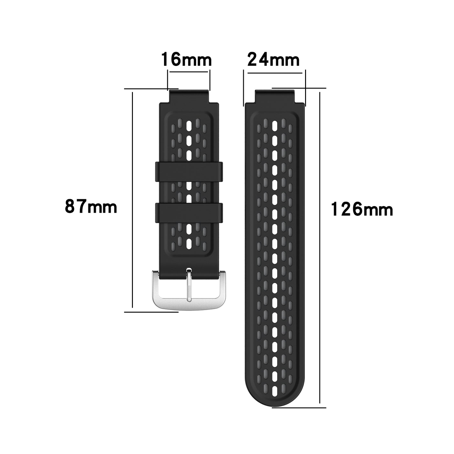 24MM Dual-layer Soft Silicone Watch Band Strap Replacement for Garmin Forerunner220 230 235 620 630 735