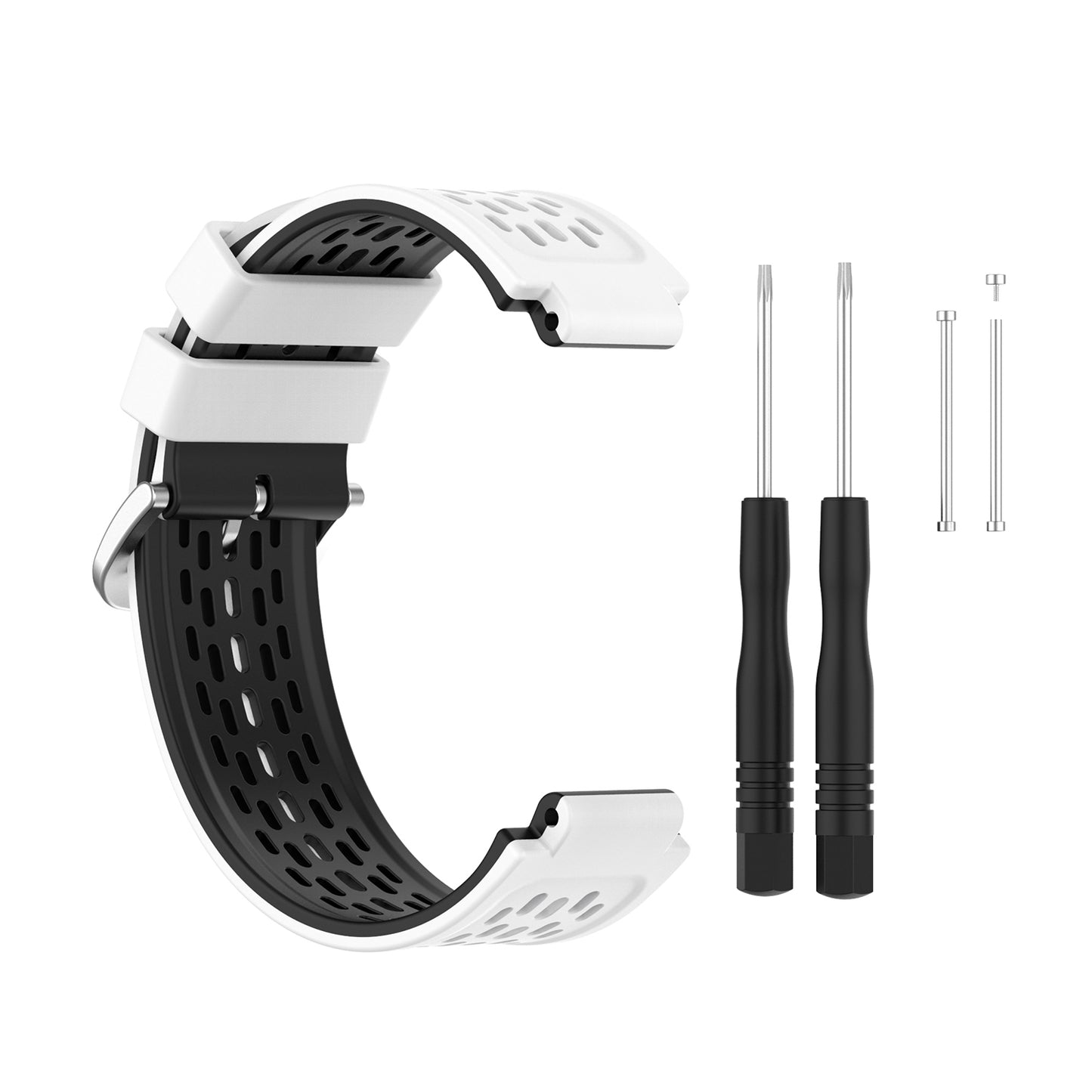 24MM Dual-layer Soft Silicone Watch Band Strap Replacement for Garmin Forerunner220 230 235 620 630 735