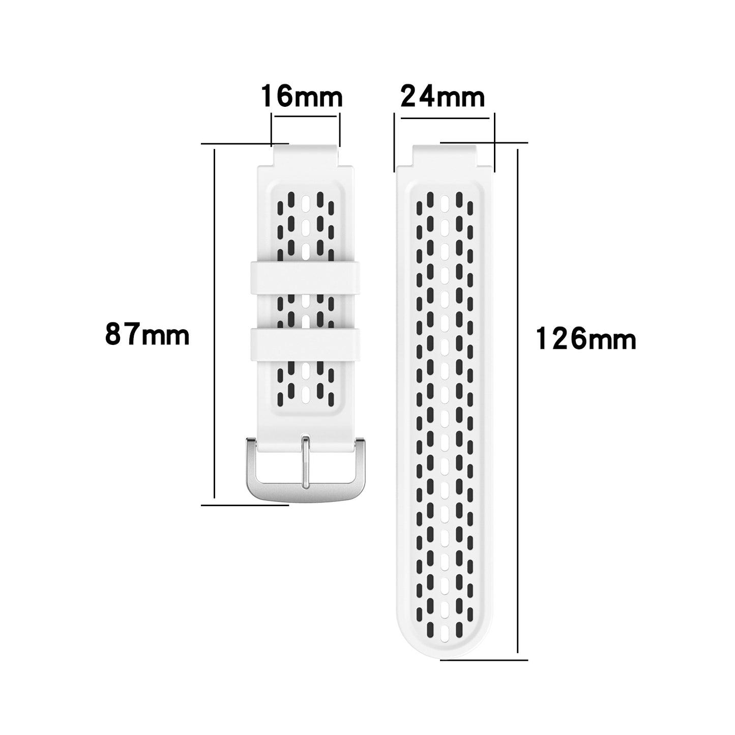 24MM Dual-layer Soft Silicone Watch Band Strap Replacement for Garmin Forerunner220 230 235 620 630 735