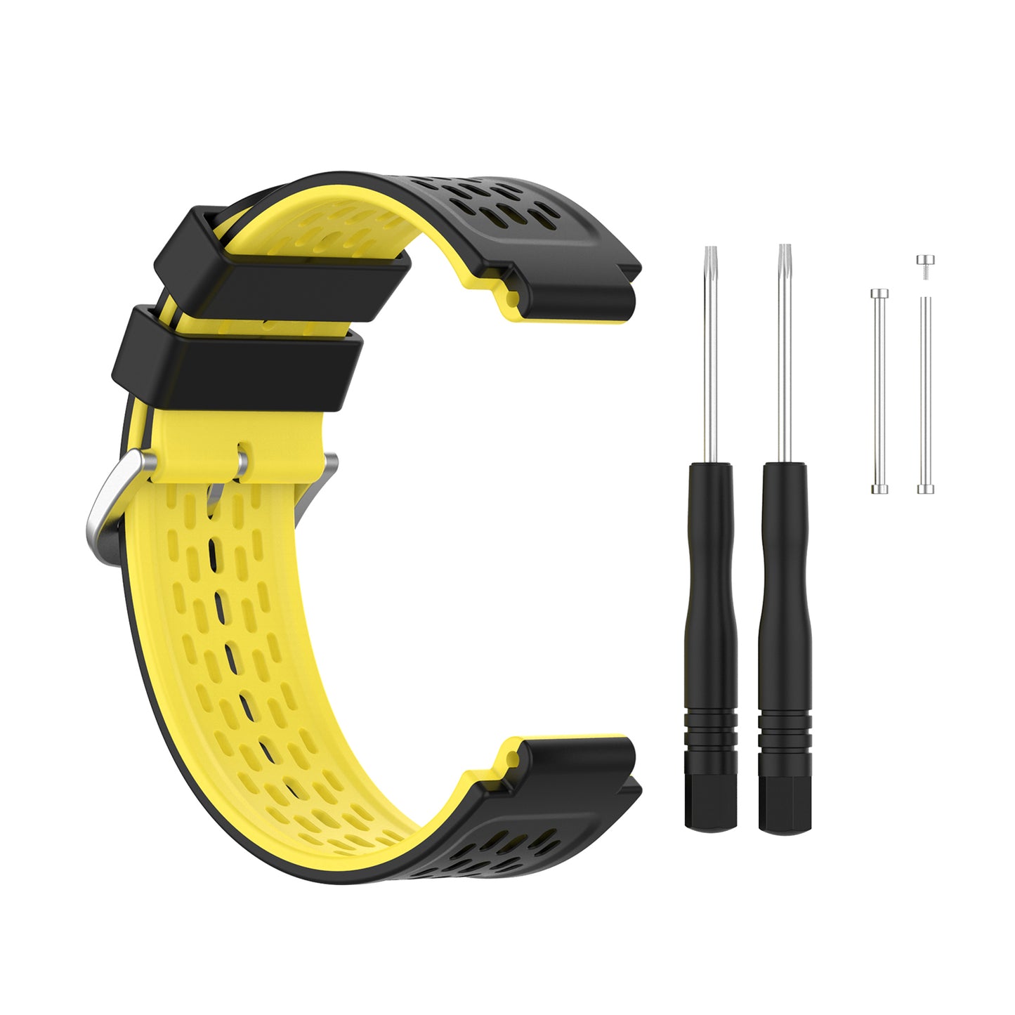 24MM Dual-layer Soft Silicone Watch Band Strap Replacement for Garmin Forerunner220 230 235 620 630 735