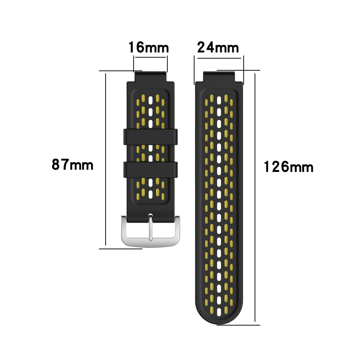 24MM Dual-layer Soft Silicone Watch Band Strap Replacement for Garmin Forerunner220 230 235 620 630 735