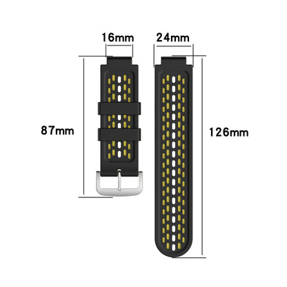 24MM Dual-layer Soft Silicone Watch Band Strap Replacement for Garmin Forerunner220 230 235 620 630 735