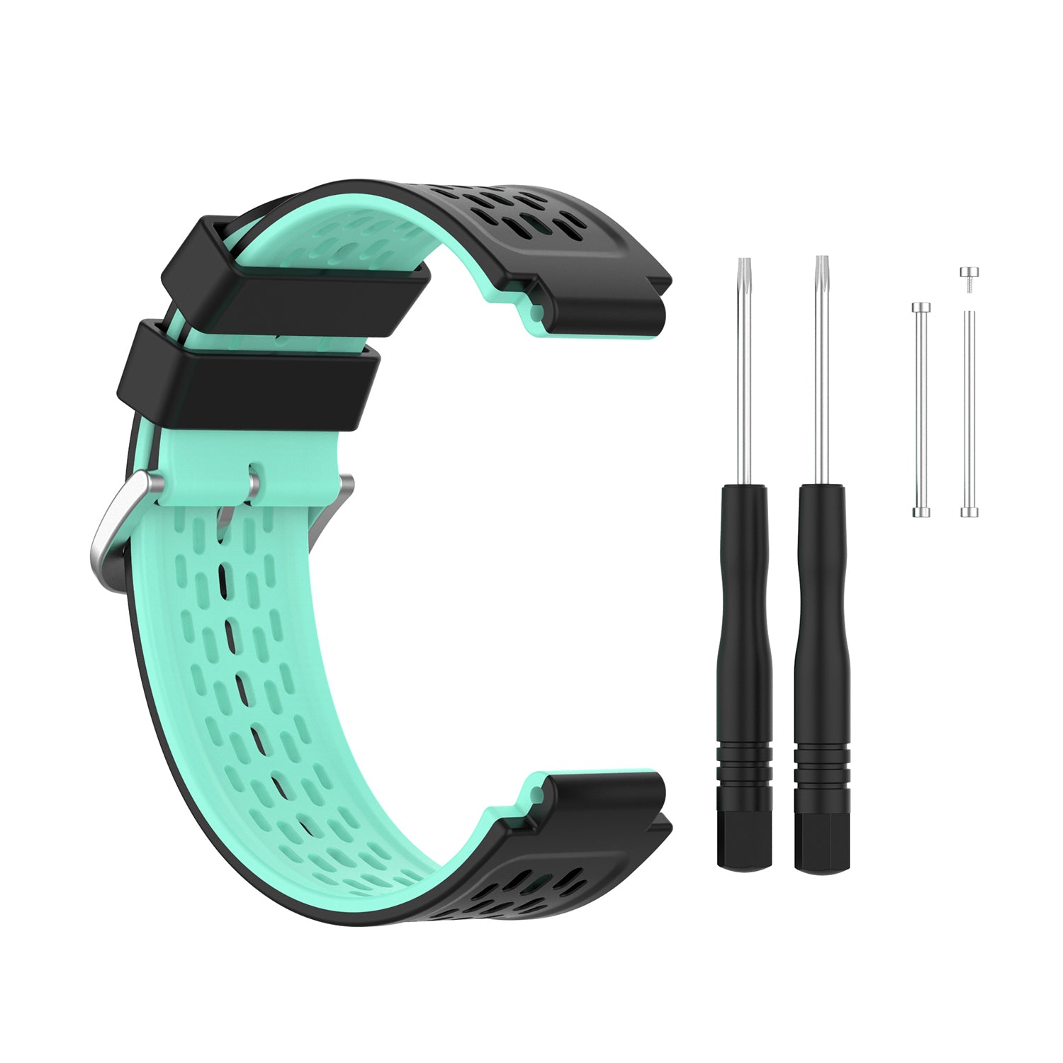 24MM Dual-layer Soft Silicone Watch Band Strap Replacement for Garmin Forerunner220 230 235 620 630 735