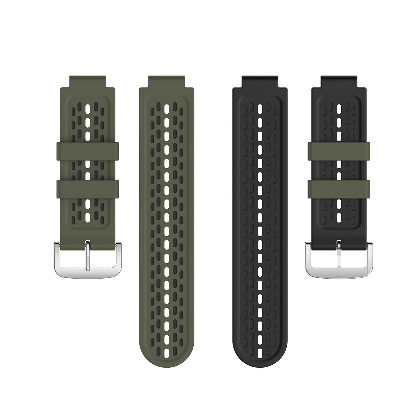 24MM Dual-layer Soft Silicone Watch Band Strap Replacement for Garmin Forerunner220 230 235 620 630 735