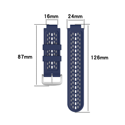 24MM Dual-layer Soft Silicone Watch Band Strap Replacement for Garmin Forerunner220 230 235 620 630 735