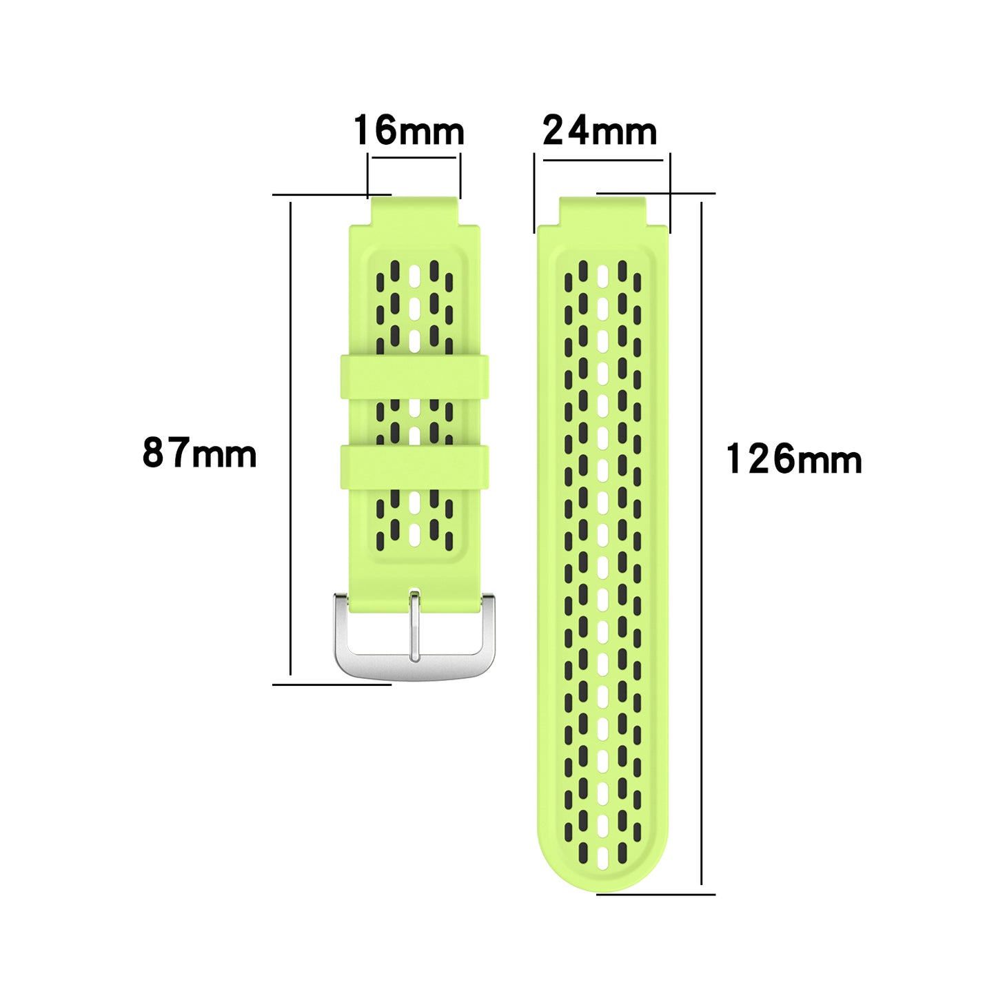 24MM Dual-layer Soft Silicone Watch Band Strap Replacement for Garmin Forerunner220 230 235 620 630 735