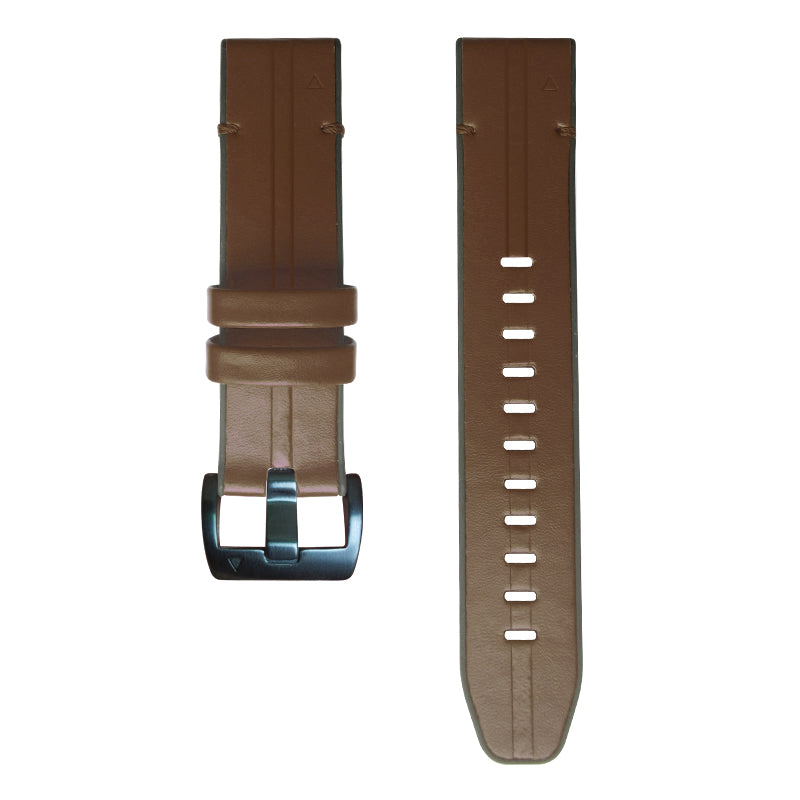 For Garmin Fenix 7/6/5 Watch Band Genuine Leather + Silicone Wrist Strap Replacement