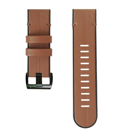 For Garmin Fenix 6X/5X Plus/3/3HR Watch Strap Genuine Leather + Silicone Wrist Band Replacement