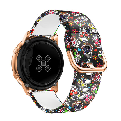 For Samsung Galaxy Watch Active 20mm Colorful Pattern Silicone Watch Band Replacement Watch Strap