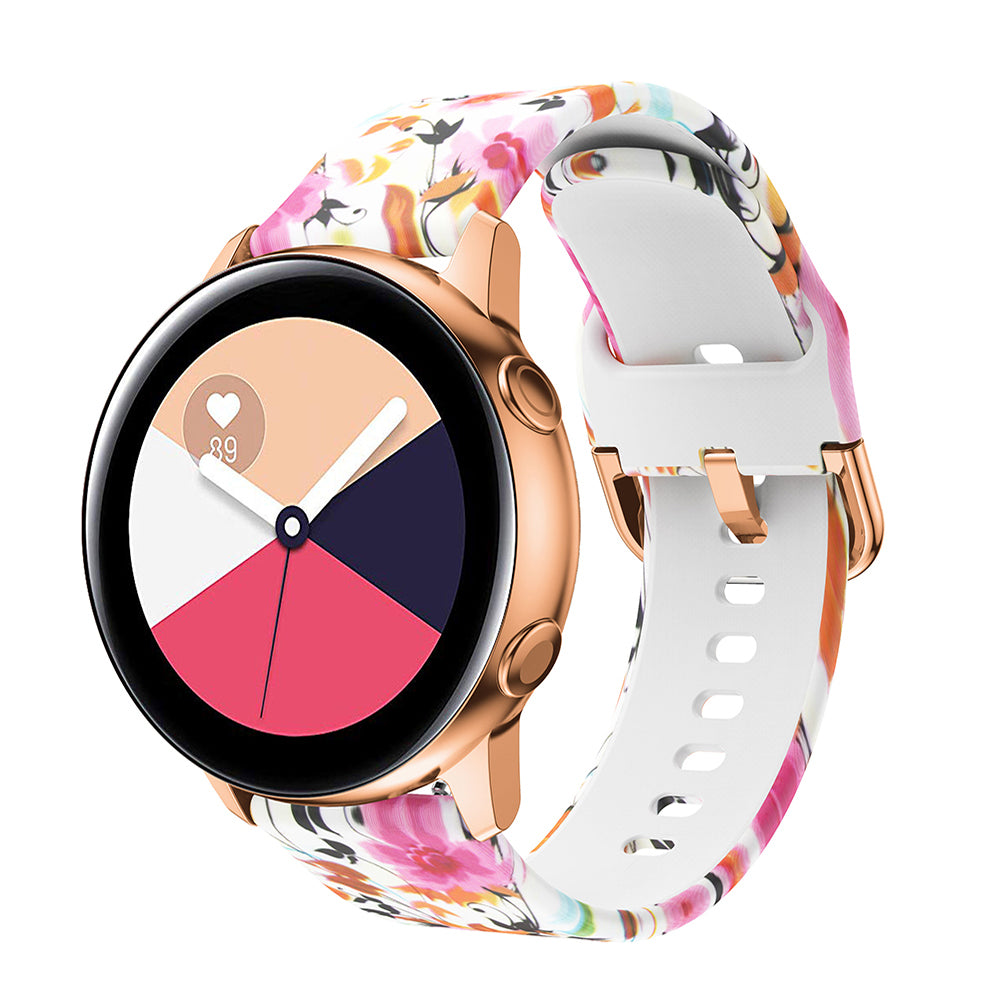 For Samsung Galaxy Watch Active 20mm Colorful Pattern Silicone Watch Band Replacement Watch Strap