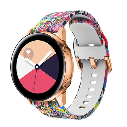 Colorful Pattern Printed Silicone Watch Band for Samsung Galaxy Watch Active 22mm