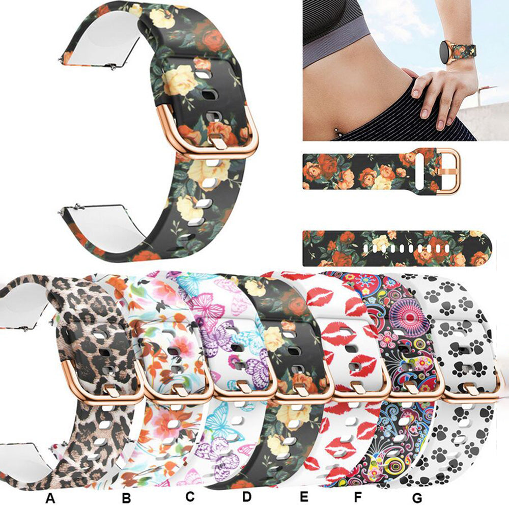 Colorful Pattern Printed Silicone Watch Band for Samsung Galaxy Watch Active 22mm