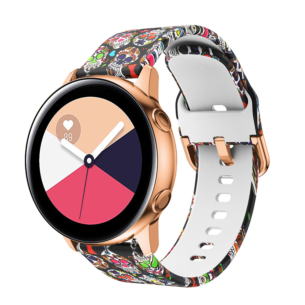 Colorful Pattern Printed Silicone Watch Band for Samsung Galaxy Watch Active 22mm