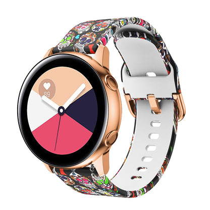 Colorful Pattern Printed Silicone Watch Band for Samsung Galaxy Watch Active 22mm