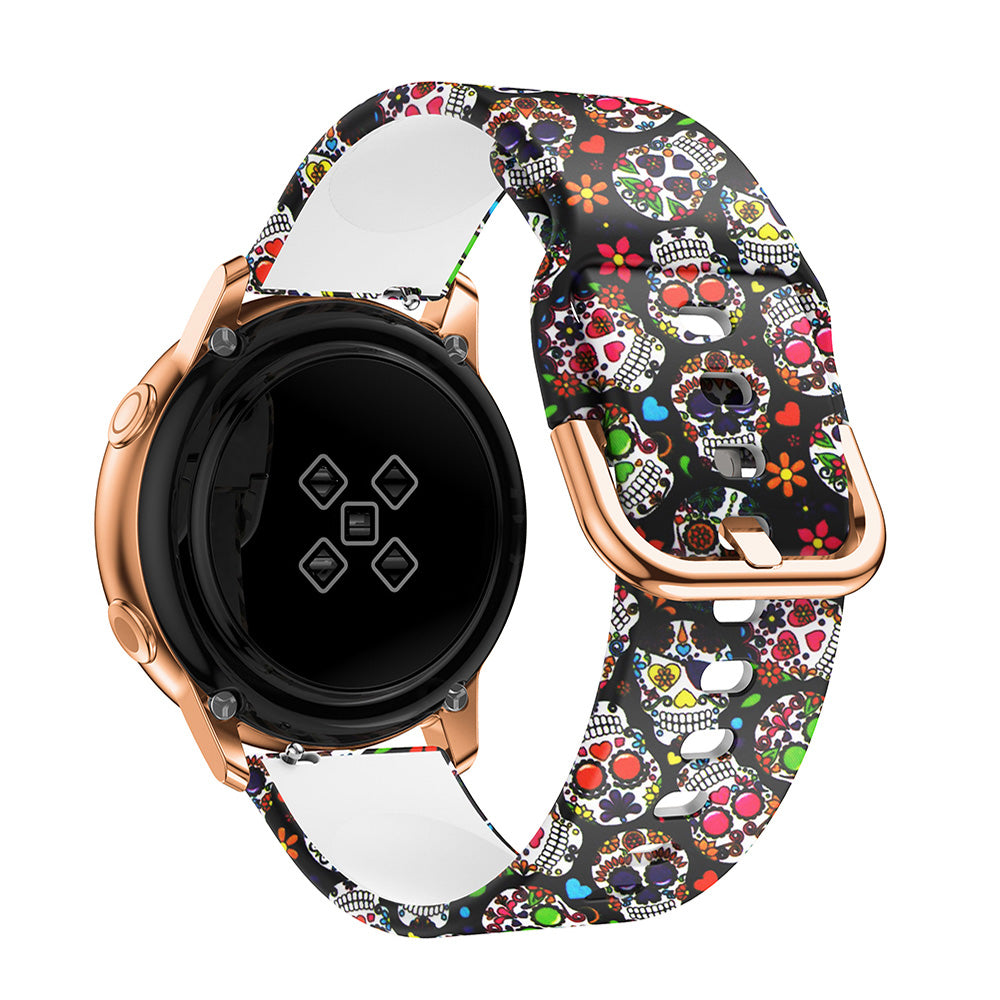 Colorful Pattern Printed Silicone Watch Band for Samsung Galaxy Watch Active 22mm