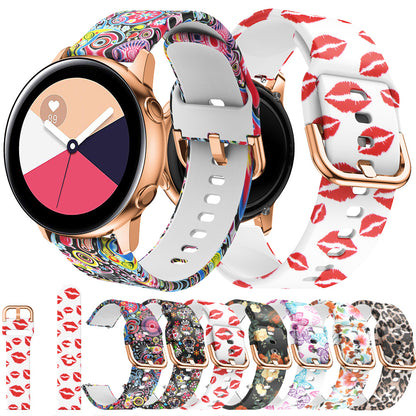 Colorful Pattern Printed Silicone Watch Band for Samsung Galaxy Watch Active 22mm