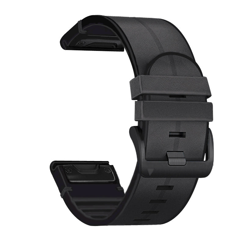 26MM PU Leather Surface+Silicone Smart Watch Band Strap for Garmin Watch