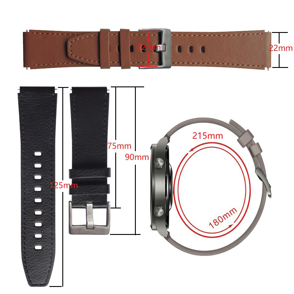 22mm Leather Smart Watch Band Replacement Adjustable Watch Strap for Huawei Watch GT 2 46mm/GT 2 Pro