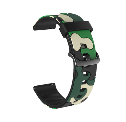 20MM Stylish Camouflage Pattern Flexible Silicone Watch Strap for Samsung Galaxy Watch4 Classic 46mm 42mm/Watch4 44mm 40mm/Polar Ignite