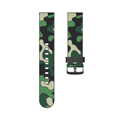 20MM Stylish Camouflage Pattern Flexible Silicone Watch Strap for Samsung Galaxy Watch4 Classic 46mm 42mm/Watch4 44mm 40mm/Polar Ignite