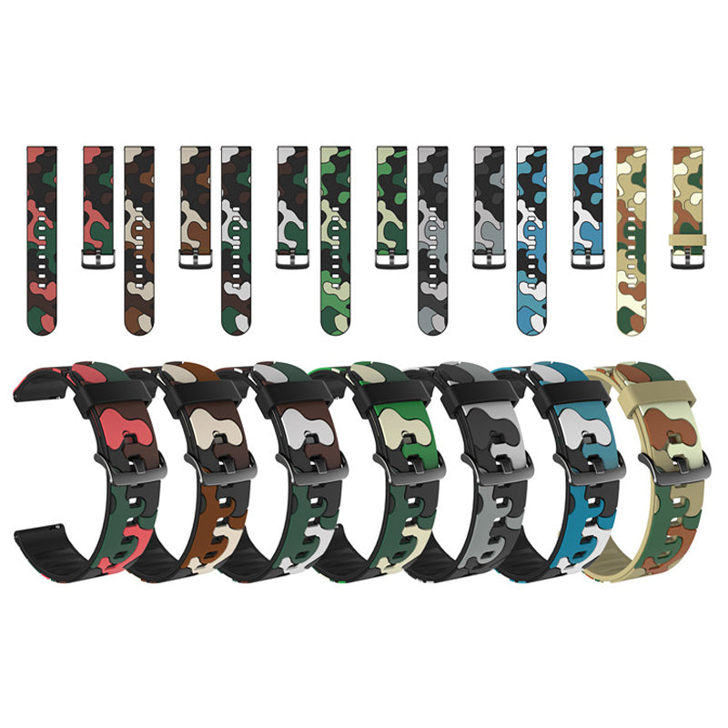 20MM Stylish Camouflage Pattern Flexible Silicone Watch Strap for Samsung Galaxy Watch4 Classic 46mm 42mm/Watch4 44mm 40mm/Polar Ignite