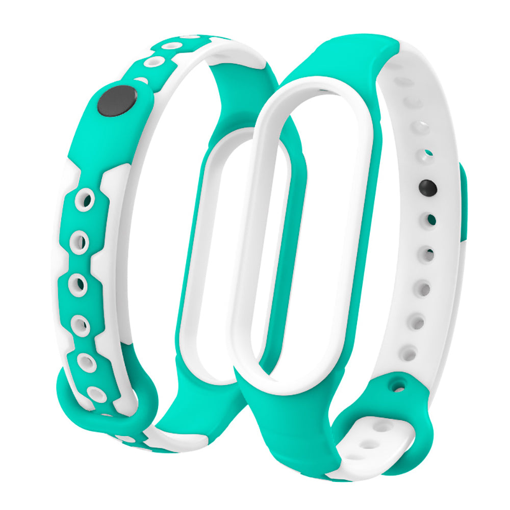 Bi-color Silicone Smart Watch Band Bracelet Wrist Strap Replacement for Xiaomi Mi Band 6