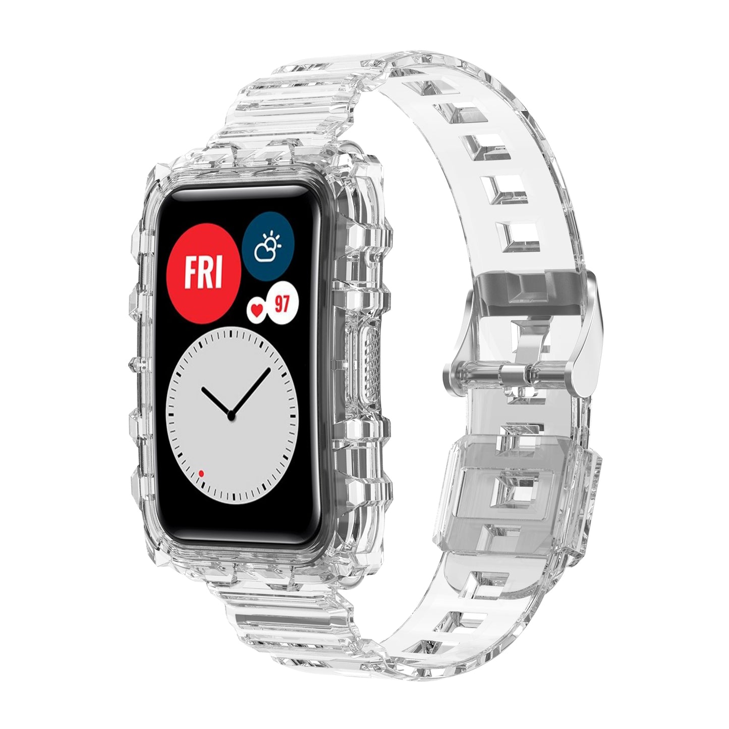 Transparent TPU Integrated Smart Watch Band Wrist Strap Frame for Huawei Watch Fit / Fit 2 / Fit New, One Size