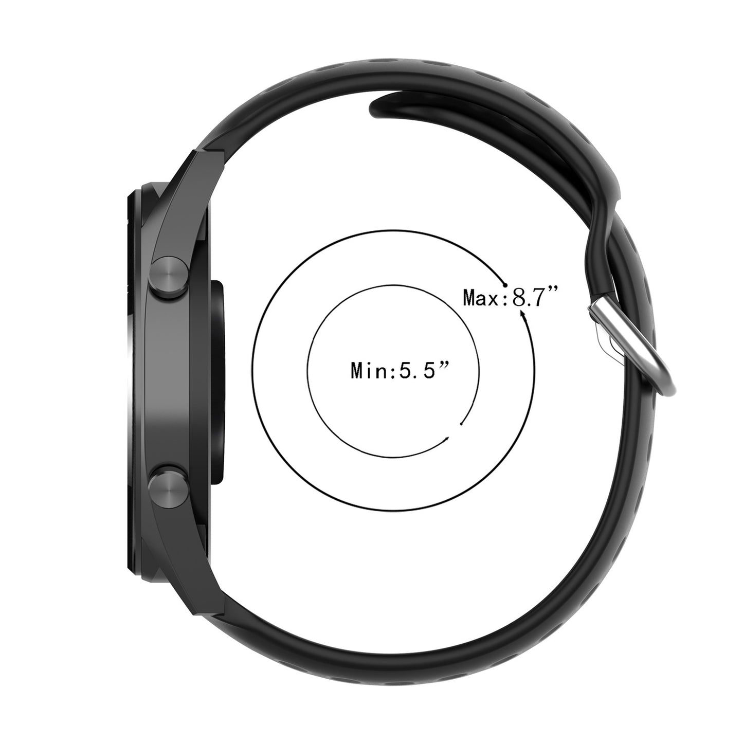 Universal 22mm Width Air Holes Silicone Watch Band Replacement for Huawei Watch 3 / 3 Pro / Samsung Amazfit Watch Etc