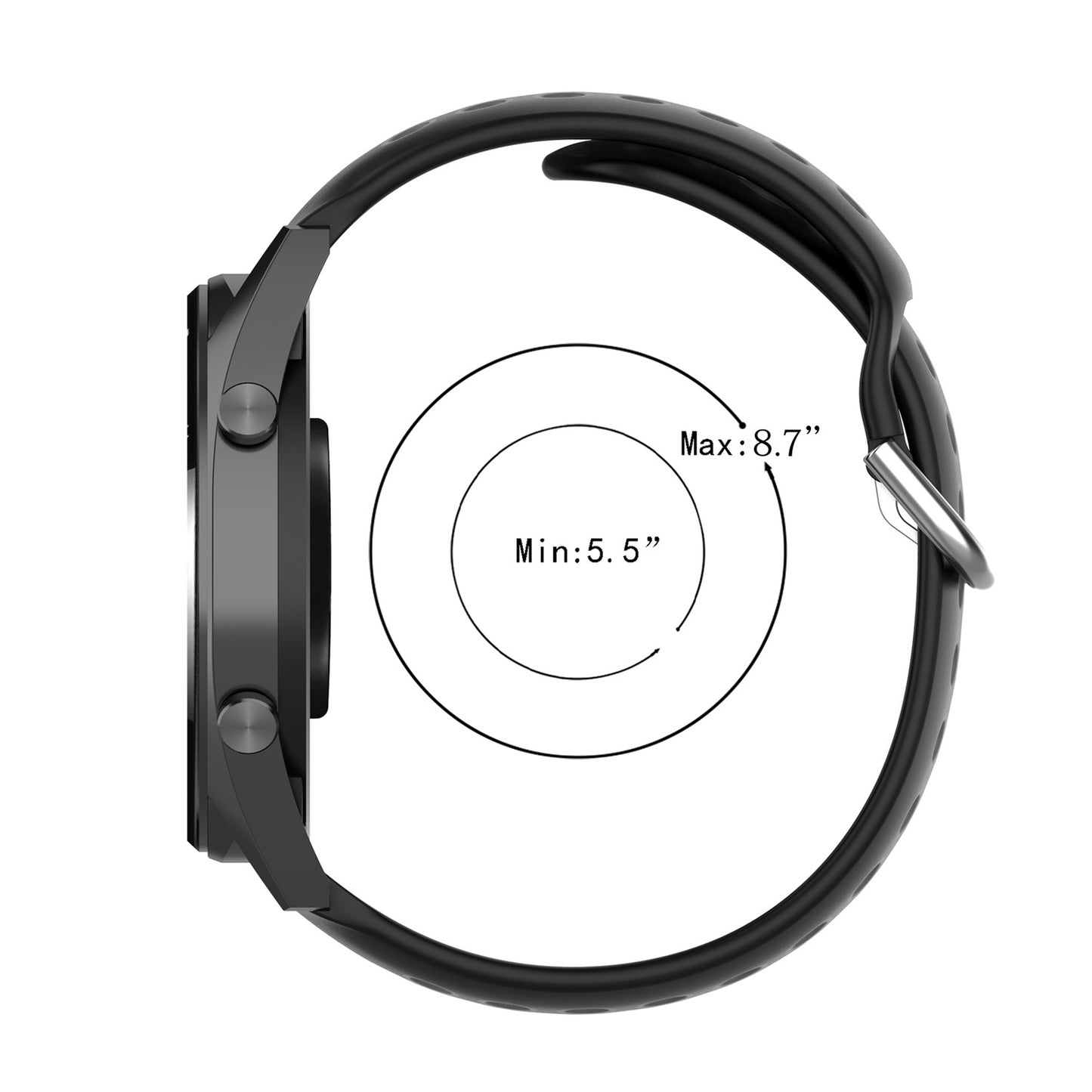 Universal 22mm Width Air Holes Silicone Watch Band Replacement for Huawei Watch 3 / 3 Pro / Samsung Amazfit Watch Etc