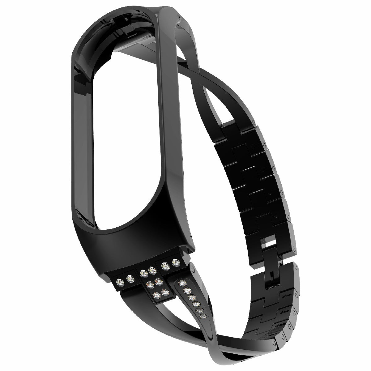 X-Shaped Design Aluminum Alloy Jewelry Wristband Bling Diamond Metal Strap for Xiaomi Mi Band 6 / 5