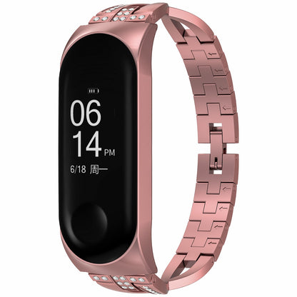 X-Shaped Design Aluminum Alloy Jewelry Wristband Bling Diamond Metal Strap for Xiaomi Mi Band 6 / 5