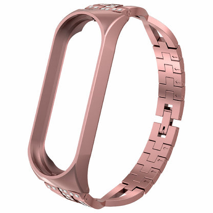 X-Shaped Design Aluminum Alloy Jewelry Wristband Bling Diamond Metal Strap for Xiaomi Mi Band 6 / 5