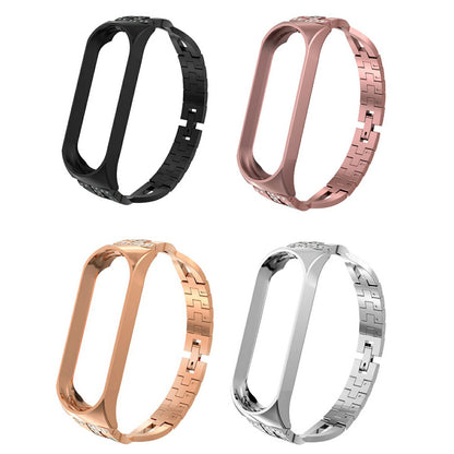 X-Shaped Design Aluminum Alloy Jewelry Wristband Bling Diamond Metal Strap for Xiaomi Mi Band 6 / 5