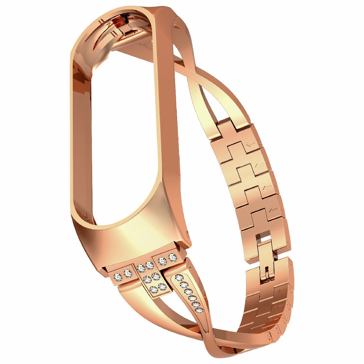 X-Shaped Design Aluminum Alloy Jewelry Wristband Bling Diamond Metal Strap for Xiaomi Mi Band 6 / 5