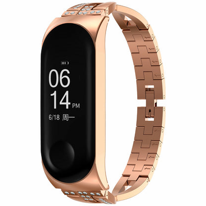 X-Shaped Design Aluminum Alloy Jewelry Wristband Bling Diamond Metal Strap for Xiaomi Mi Band 6 / 5