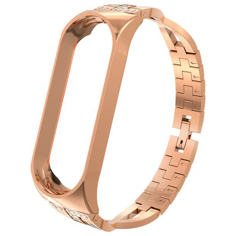 X-Shaped Design Aluminum Alloy Jewelry Wristband Bling Diamond Metal Strap for Xiaomi Mi Band 6 / 5