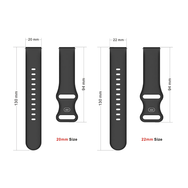 Replacement Silicone Wrist Strap Adjustable Smart Watch Band 22mm for Samsung Huawei Amazfit