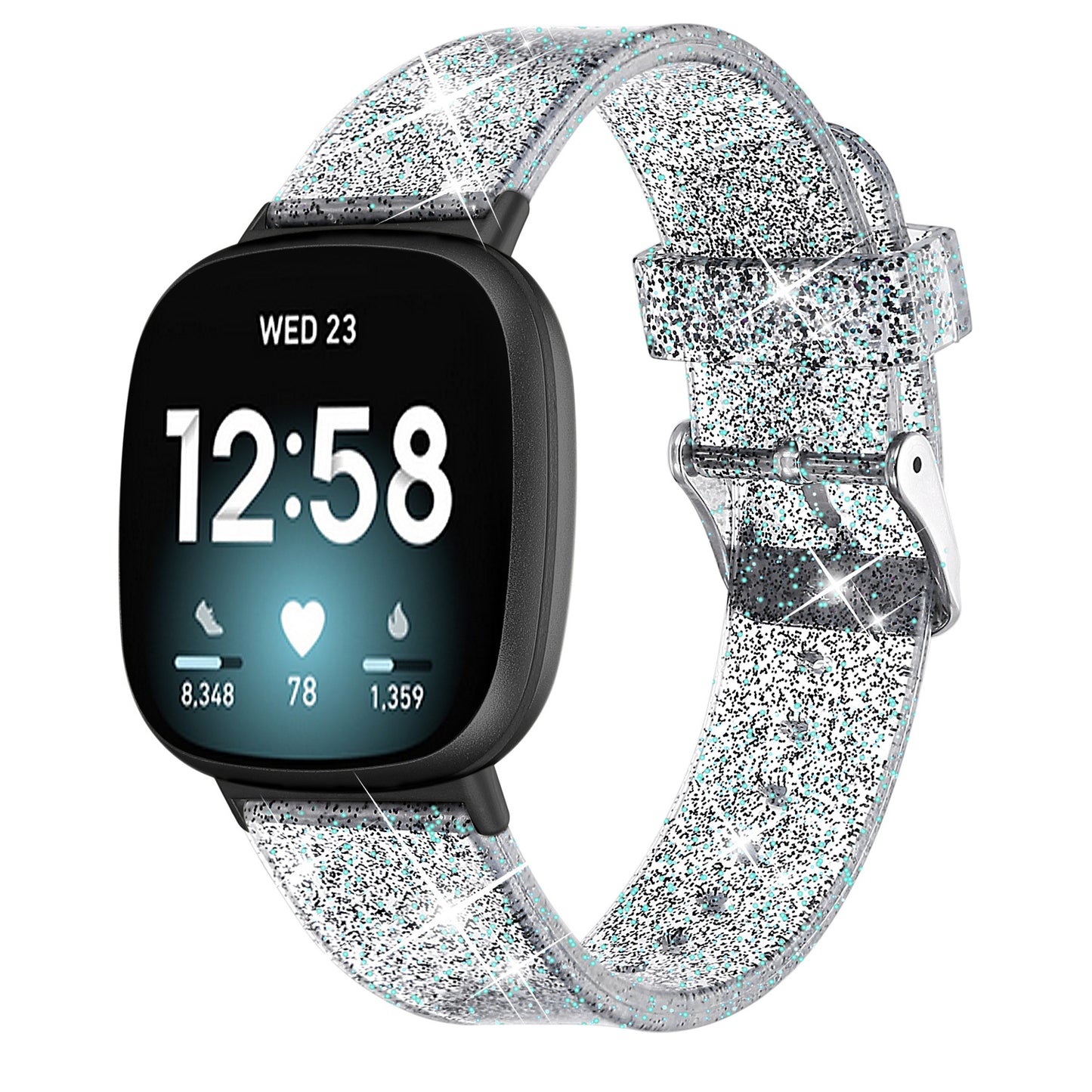 Glittering Powder Design TPU Watch Band Strap Replacement for Fitbit Versa 3/Sense