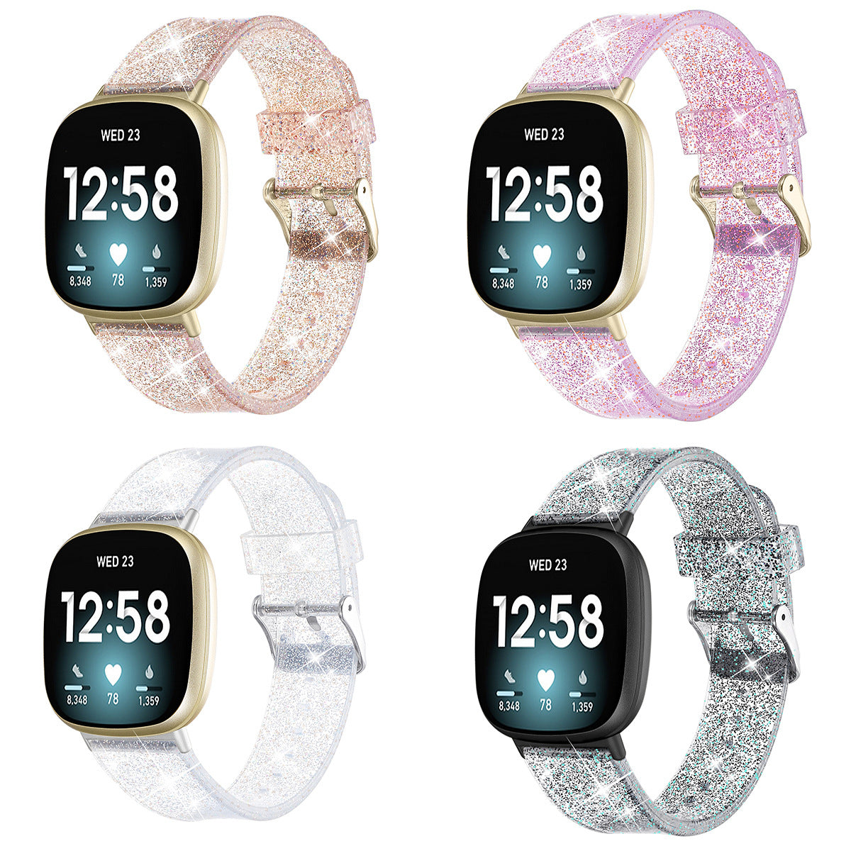 Glittering Powder Design TPU Watch Band Strap Replacement for Fitbit Versa 3/Sense