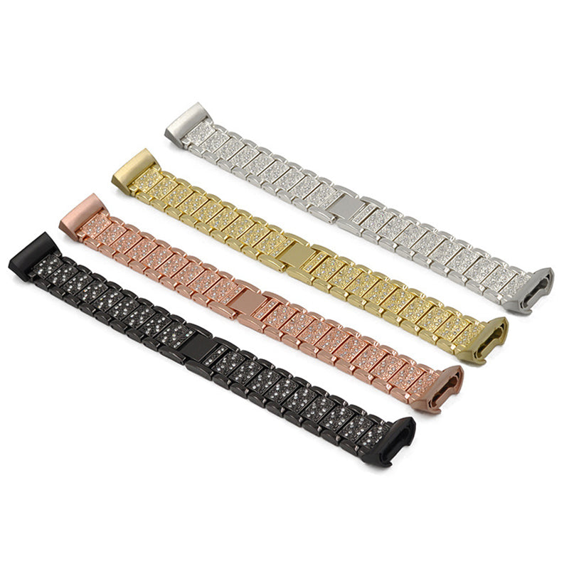 Rhinestone Stainless Steel Chain Watch Strap Replacement for Fitbit Charge 3/4